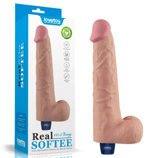 Dildo z Przyssawką Żelowy REAL Softee Rechargeable TPE Dildo(flesh) | 100% ORYGINAŁ| DYSKRETNA PRZESYŁKA